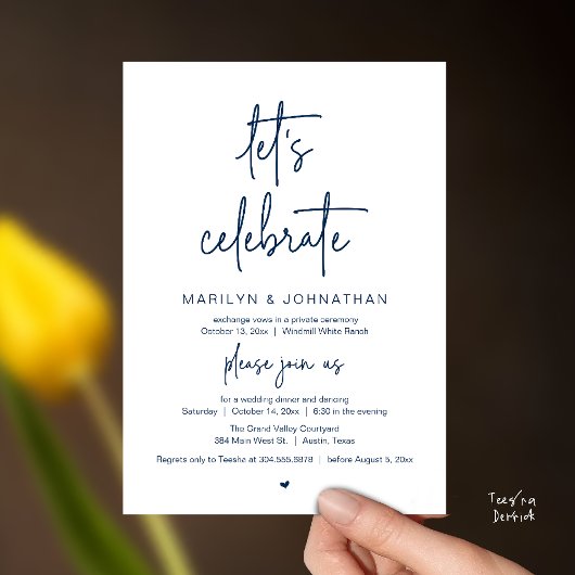 Let's Celebrate, Modern Minimal Wedding Reception Kaart