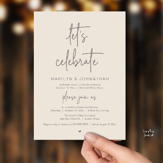Let's Celebrate, Modern Minimal Wedding Reception Kaart