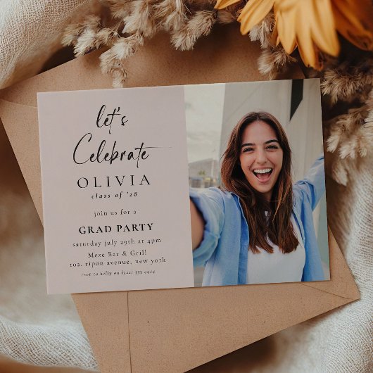 Let's Celebrate! Script Photo Afstudeerder Party P Kaart