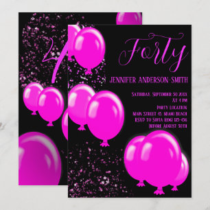 Let's Celebrate! Veertig fantastische roze zwart P Kaart