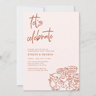 Let's Celebrate Whimsical Doodle Engagement Party Kaart