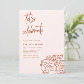 Let's Celebrate Whimsical Doodle Engagement Party Kaart (Staand voorkant)