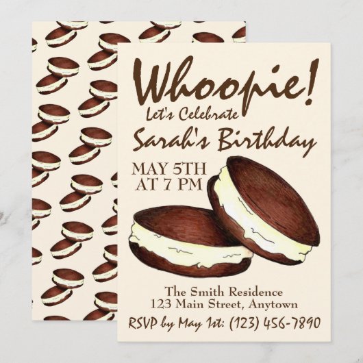 Let's Celebrate! Whoopie Pies Birthday Party Kaart (Voorkant / Achterkant)