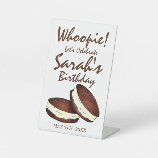 Let's Celebrate! Whoopie Pies Birthday Party Reclamebord Met Voetstuk (Voorkant)