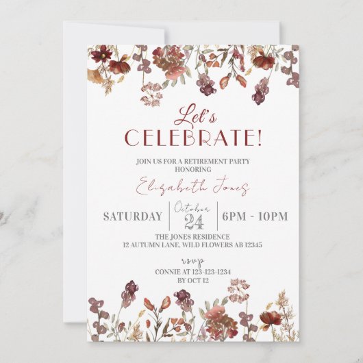 Let's Celebrate! Wildflower Pensioen Partij Kaart (Voorkant)