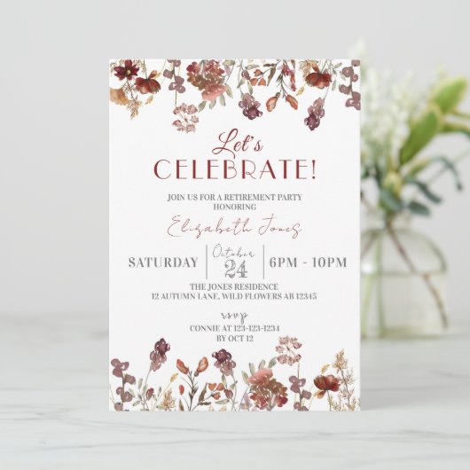 Let's Celebrate! Wildflower Pensioen Partij Kaart (Staand voorkant)