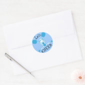 Lets Cheer Blue Cheerleader Ronde Sticker (Envelop)