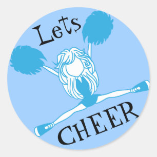 Lets Cheer Blue Cheerleader Ronde Sticker