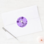 Lets Cheer Paarse Cheerleader Ronde Sticker (Envelop)