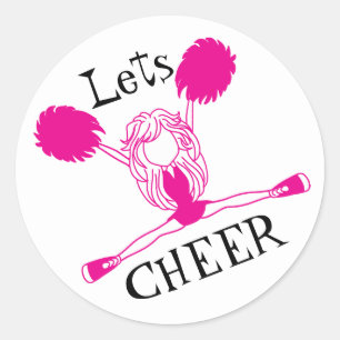 Lets Cheer Pink Cheerleader Ronde Sticker