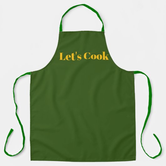 Let's Cook Olive Green  Kitchen Craft Chef  Schort (Voorkant)