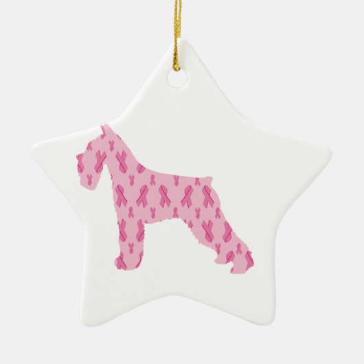 Lets Cure Cancer Ribbon Schnauzer Keramisch Ornament (Voorkant)