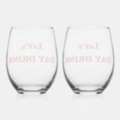 Let's Day Drink - Grappig Drink citaat Wijnglas Zonder Voet (Achterkant)