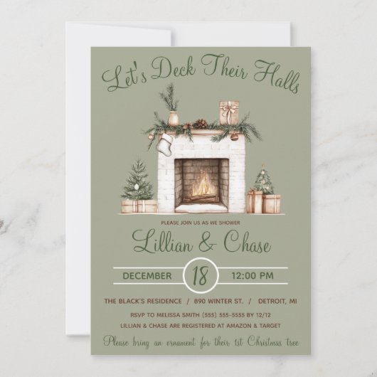 Let's Deck Their Halls, Holiday Bridal Shower Kaart (Voorkant)