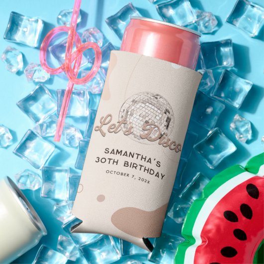 Lets Disco 30e verjaardag Retro Groovy 70s Custom Seltzer Blikjeskoeler (Insitu Zomer)