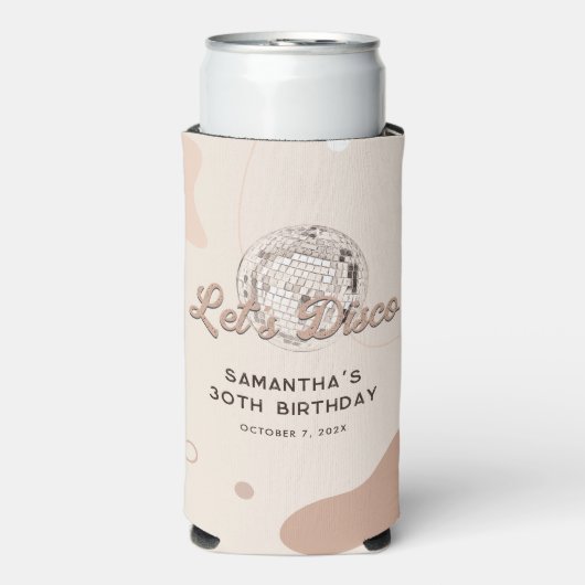 Lets Disco 30e verjaardag Retro Groovy 70s Custom Seltzer Blikjeskoeler (Seltzer Voorkant)
