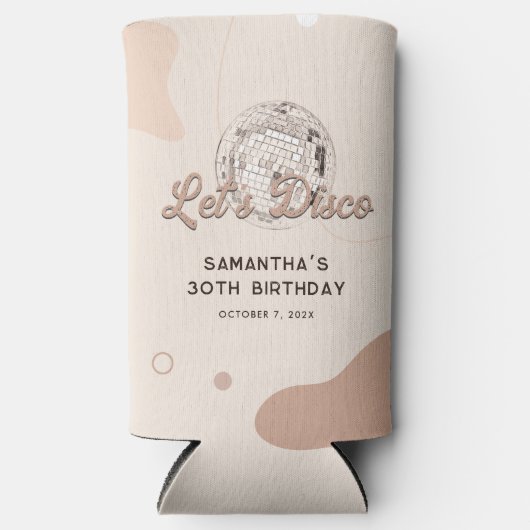 Lets Disco 30e verjaardag Retro Groovy 70s Custom Seltzer Blikjeskoeler (Voorkant)