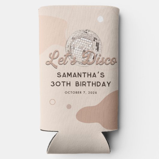 Lets Disco 30th Birthday Groovy 70s Party Custom Seltzer Blikjeskoeler (Achterkant)