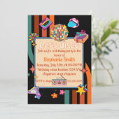 Let's Disco 70s Theme Verjaardag Uitnodiging (Staand voorkant)