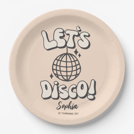 Let's Disco Birthday Party Cream Paper Bord (Voorkant)