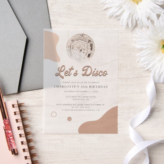 Lets Disco Retro 30e verjaardagsfeestje Vellum Uitnodigingen (Huwelijk)