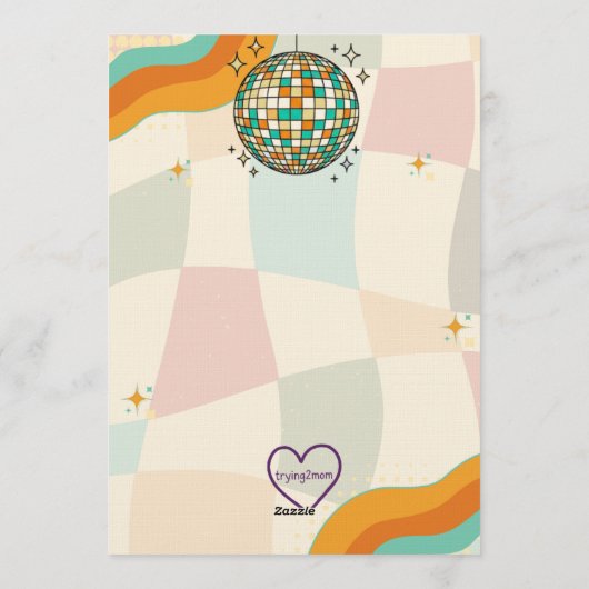 Let's Disco, Retro Birthday  Kaart (Achterkant)