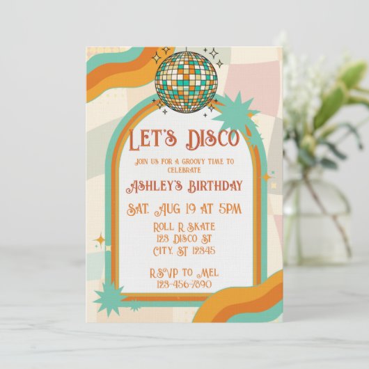 Let's Disco, Retro Birthday  Kaart (Staand voorkant)