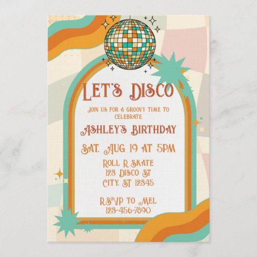 Let's Disco, Retro Birthday  Kaart (Voorkant)