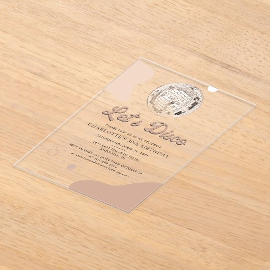 Lets Disco Retro Groovy 30e verjaardagsfeestje Acryl Uitnodigingen (Laagn)