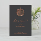 Let's Disco Verjaardag Folie Minimalist Uitnodiging (Staand Voorkant)