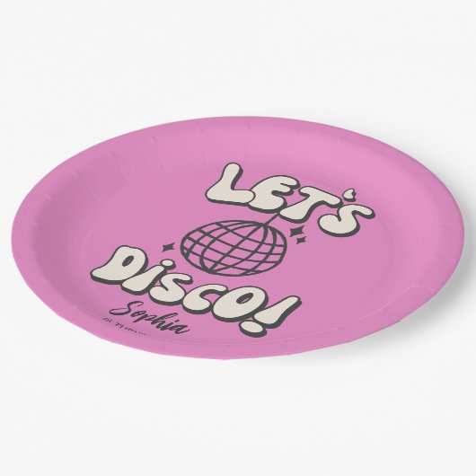 Let's Disco Verjaardagsfeest Magenta Paper Bord (Gekanteld)
