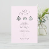 Let's Eat Cake Elegant Bridal Shower Invitation Kaart (Staand voorkant)