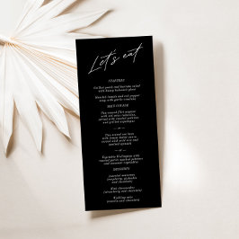 "Let's Eat" Eenvoudig Elegant Zwart Bruiloft Menu