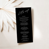 "Let's Eat" Eenvoudig Elegant Zwart Bruiloft Menu