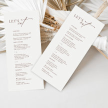 "Let's Eat" Elegant Zwart & Wit Bruiloft Menu