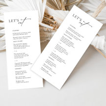 "Let's Eat" Elegant Zwart & Wit Bruiloft Menu