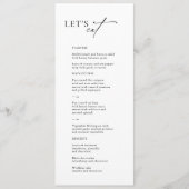 "Let's Eat" Elegant Zwart & Wit Bruiloft Menu (Voorkant)