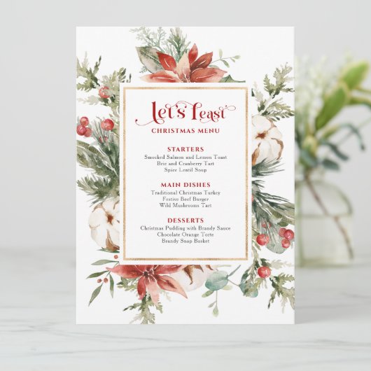 Let's Feast Christmas Menu Festive Christmas Frame (Staand voorkant)