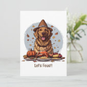 Lets Feast Thanksgiving Golden Retriever Kaart (Staand voorkant)