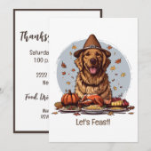 Lets Feast Thanksgiving Golden Retriever Kaart (Voorkant / Achterkant)