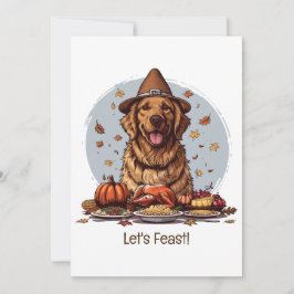 Lets Feast Thanksgiving Golden Retriever Kaart