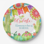 Lets Fiesta Cactus Quinceanera 15th Birthday Party Papieren Bordje (Voorkant)