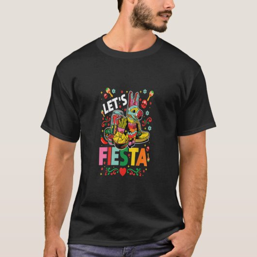 Let's Fiesta Cinco De Mayo Camisa Mexicana Hombre T-shirt (Voorkant)