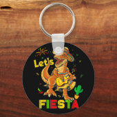 Lets Fiesta Cinco de Mayo Dinosaur Mexican Party K Sleutelhanger (Voorkant)