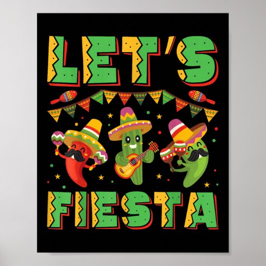 Lets Fiesta Cinco de Mayo Grappige Mexicaanse fees Poster (Voorkant)