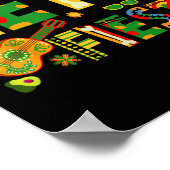 Lets Fiesta Cinco de Mayo Mexicaanse feestgitaar Poster (Hoek)