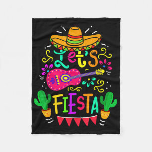 Lets Fiesta Cinco de Mayo Mexican Party Guitar Lov Fleece Deken