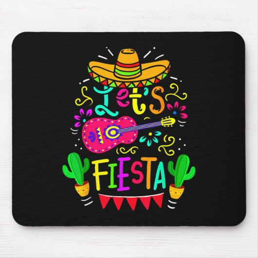 Lets Fiesta Cinco de Mayo Mexican Party Guitar Lov Muismat (Voorkant)