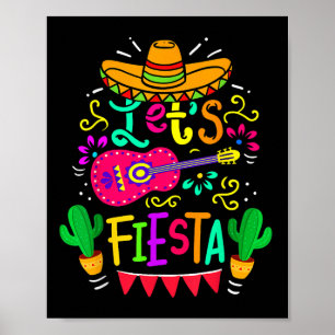 Lets Fiesta Cinco de Mayo Mexican Party Guitar Lov Poster