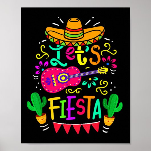 Lets Fiesta Cinco de Mayo Mexican Party Guitar Lov Poster (Voorkant)